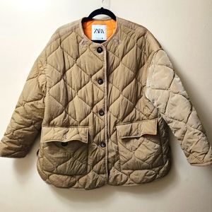Zara Tan Quilted Jacket (size L)